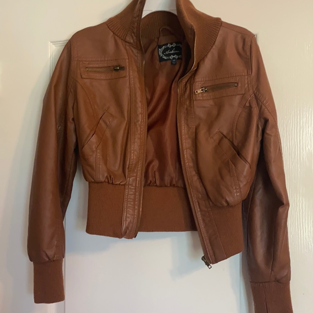 Brown faux leather jacket